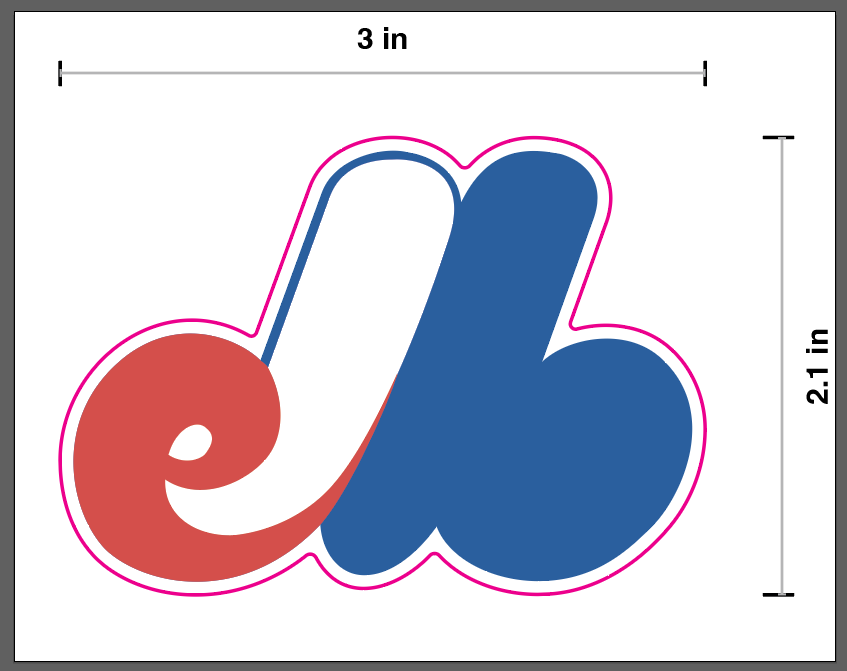 dimensions of expos sticker white background