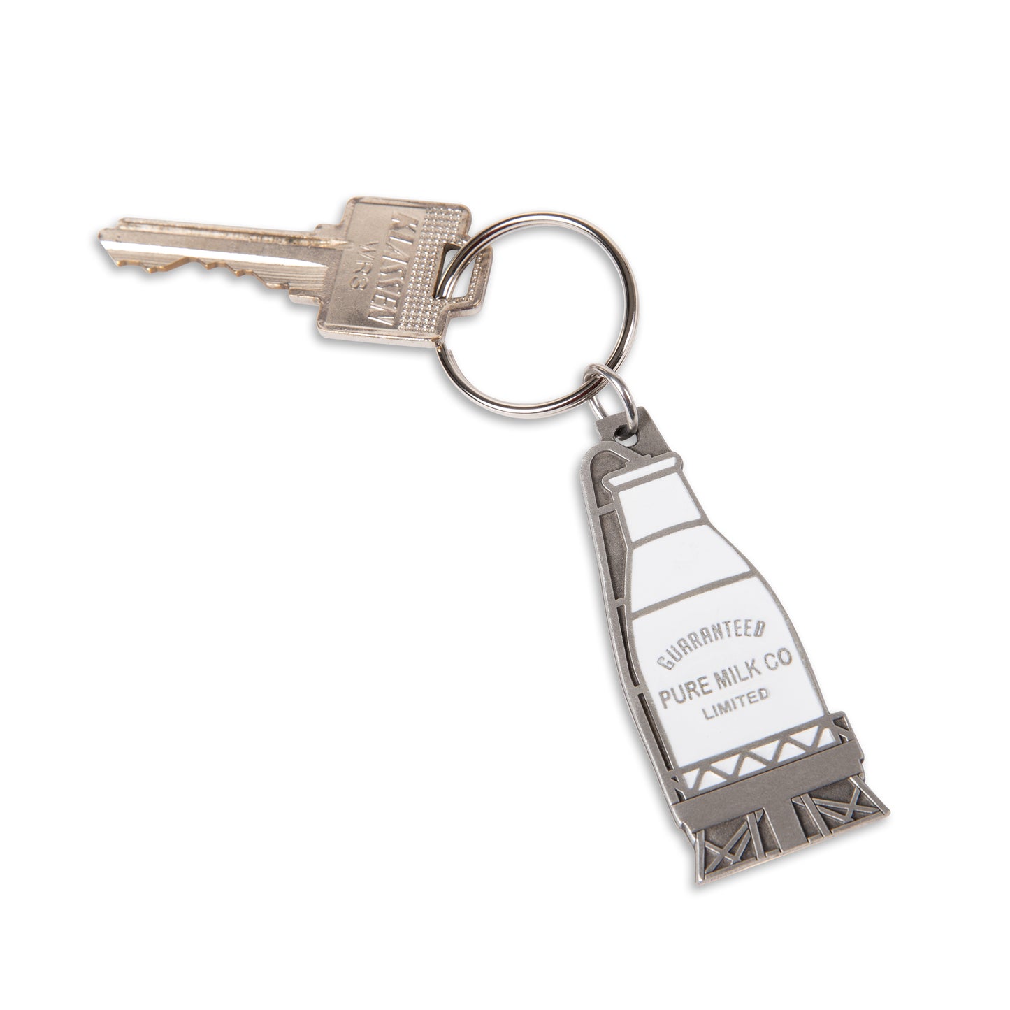 Guaranteed Pure Milk Co Pewter Keychain