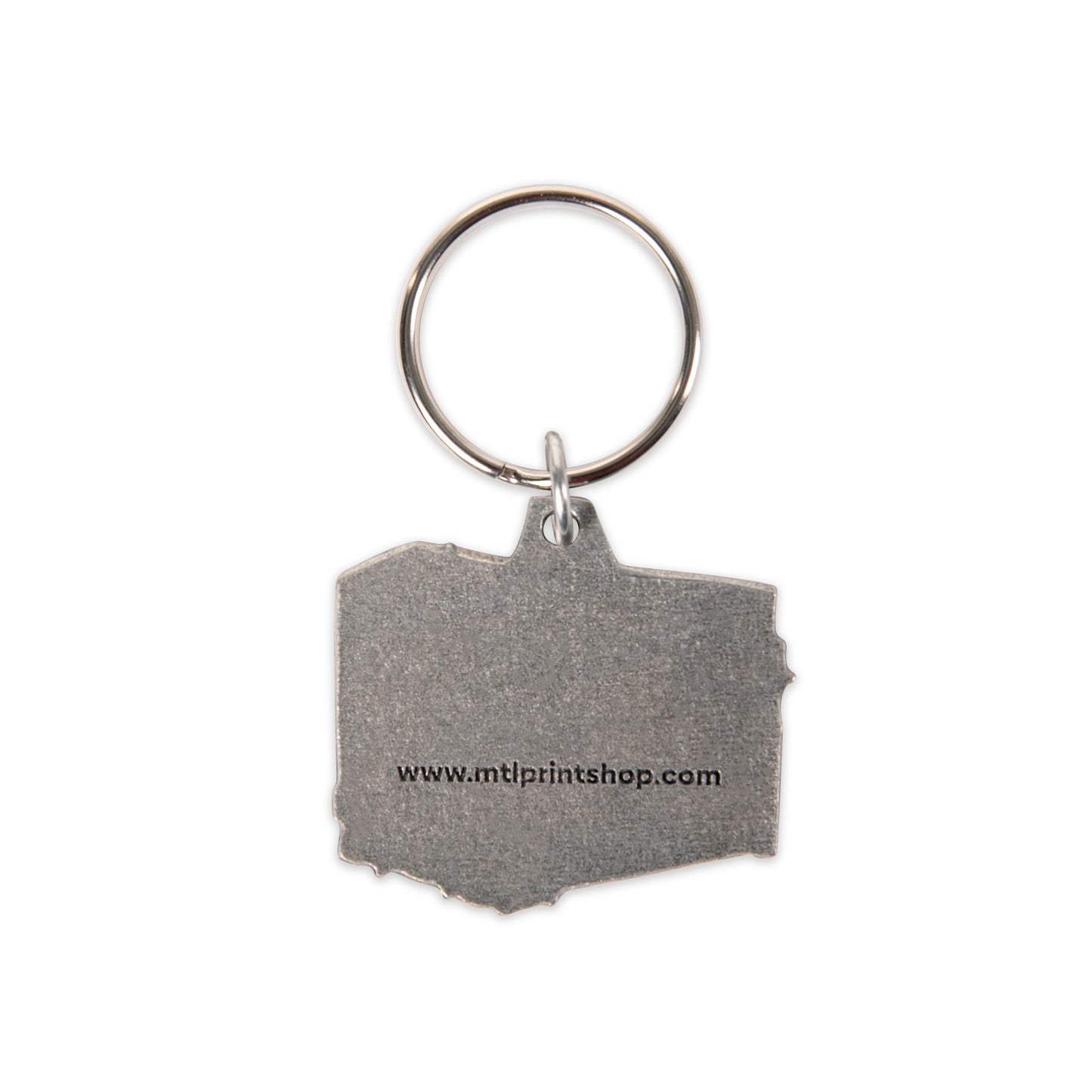 back side of keychain, pewter, little pink