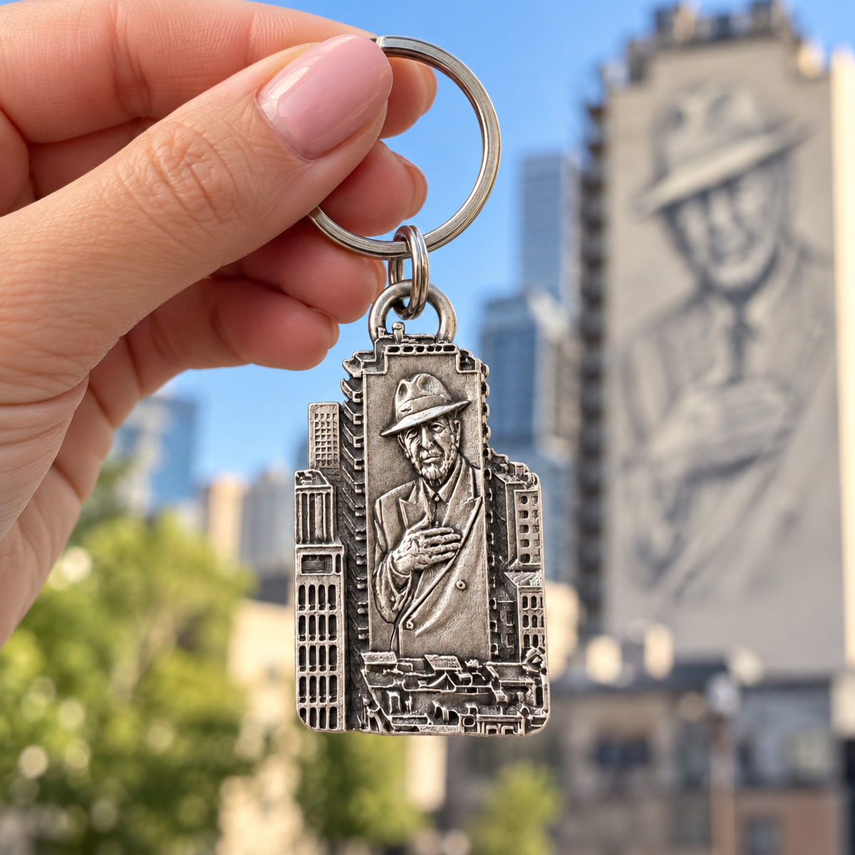 Leonard Cohen Pewter Keychain