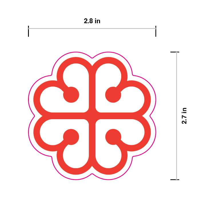 dimension of montreal logo sticker on a white background