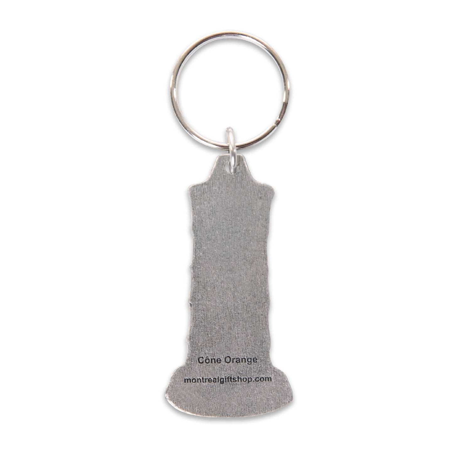 orange traffic cone, pewter keychain, orange paint fill, key ring, back side, cone orange, montreal, gift, souvenir