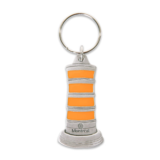 orange traffic cone, pewter keychain, orange paint fill, key ring, montreal, gift, souvenir, funny gift