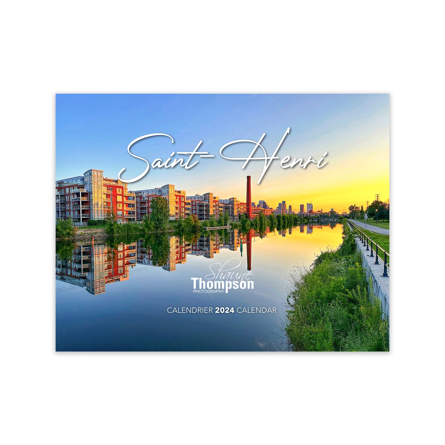 saint-henri wall calendar 2024, cover, photo, 12 month, lachine canal, montreal, quebec, sunrise