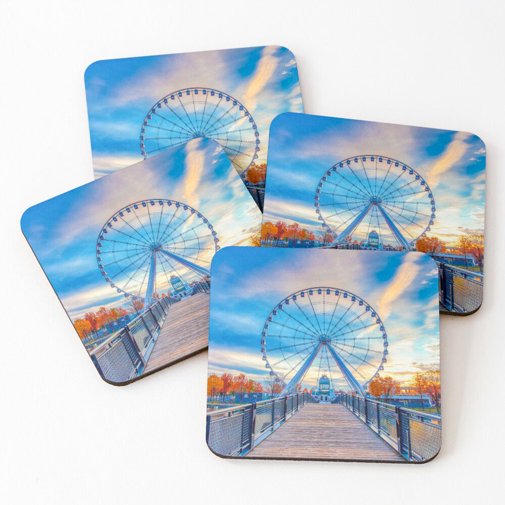 montreal, ferris wheel, la grande roue de montreal, foodie, drink coaster, beer,, wine, dinner, party, celebration, gift, cadeau, sous-verre