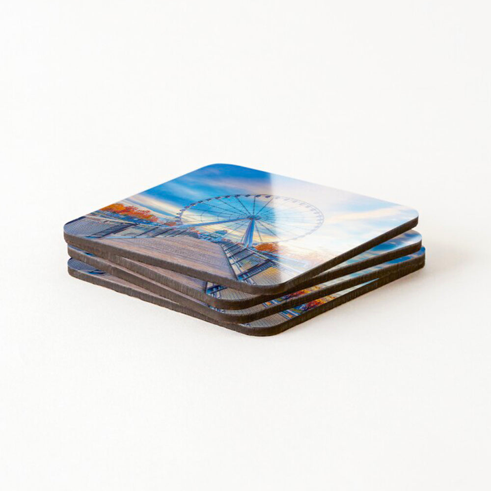 montreal, photo, drink, coaster, set of 4, ferris wheel, beverage