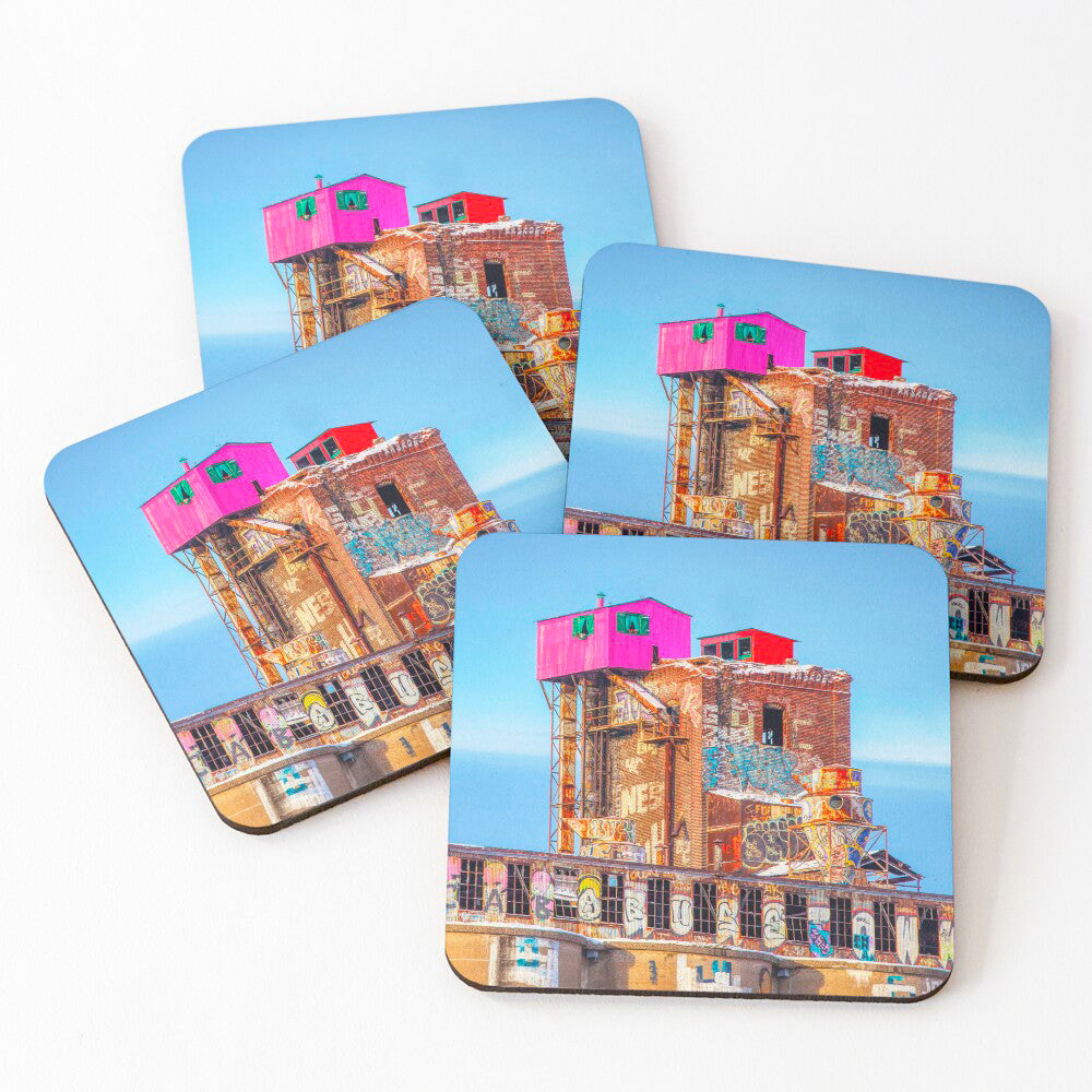 little pink house, maison rose, coasters, drink coasters, saint-henri, cork back, full colour design