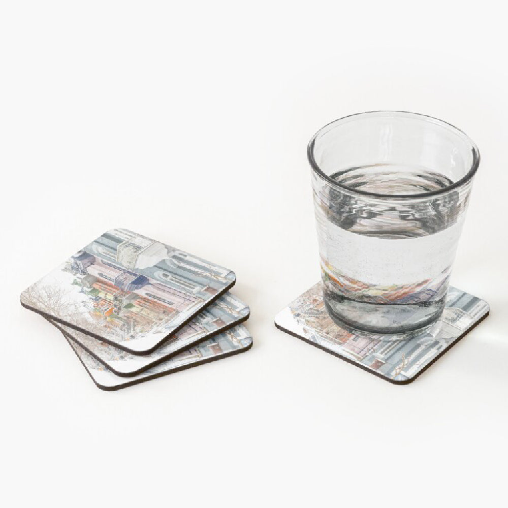 montreal drink coasters, 4 pack, photo coaster, montreal, cork base, durable, drinkware, home decor, office decor