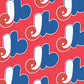 patterned expos sticker on red background