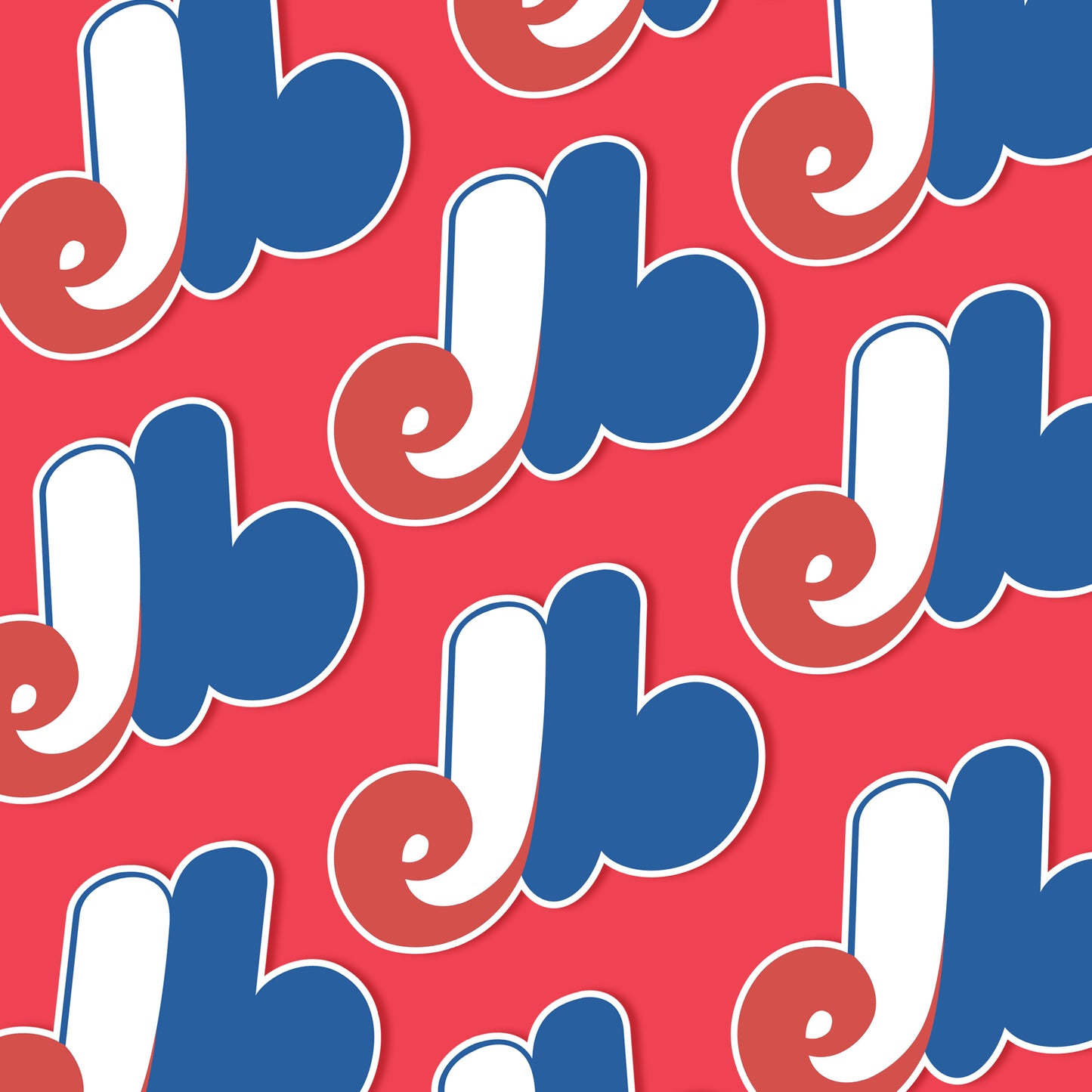 patterned expos sticker on red background