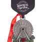 Pewter ornament with ferris wheel design and 'J' ❤️ MTL' text on a black card with 'Montreal Gift Shop' branding.