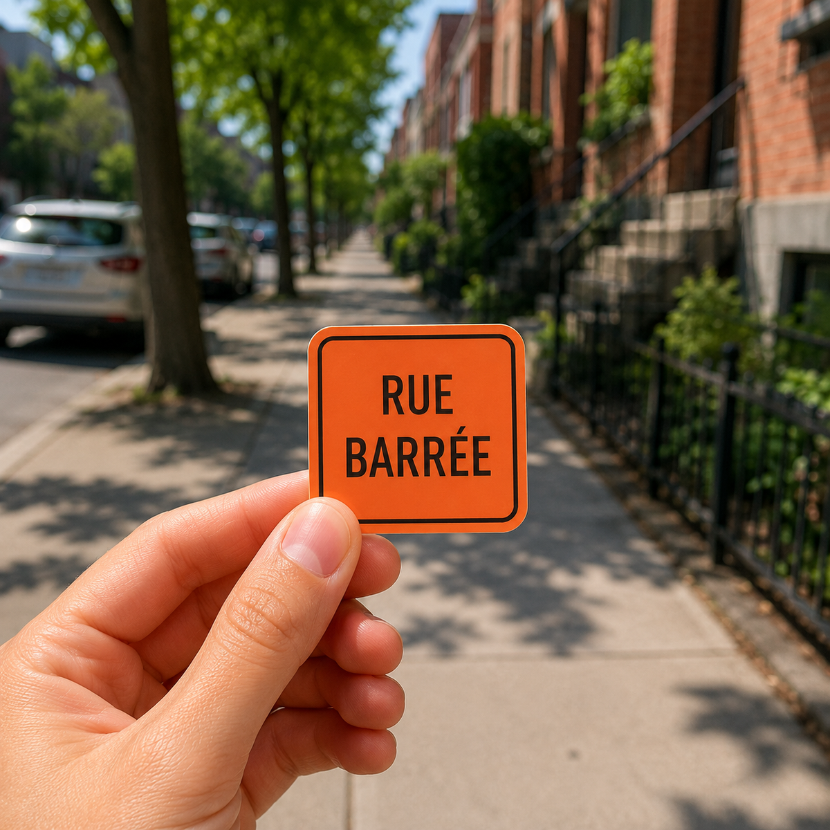 Autocollant rue barée