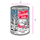 Illustration of a can labeled 'Sirop d'erable Pur' with dimensions on a white background