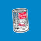Illustration of a maple syrup can on a blue background