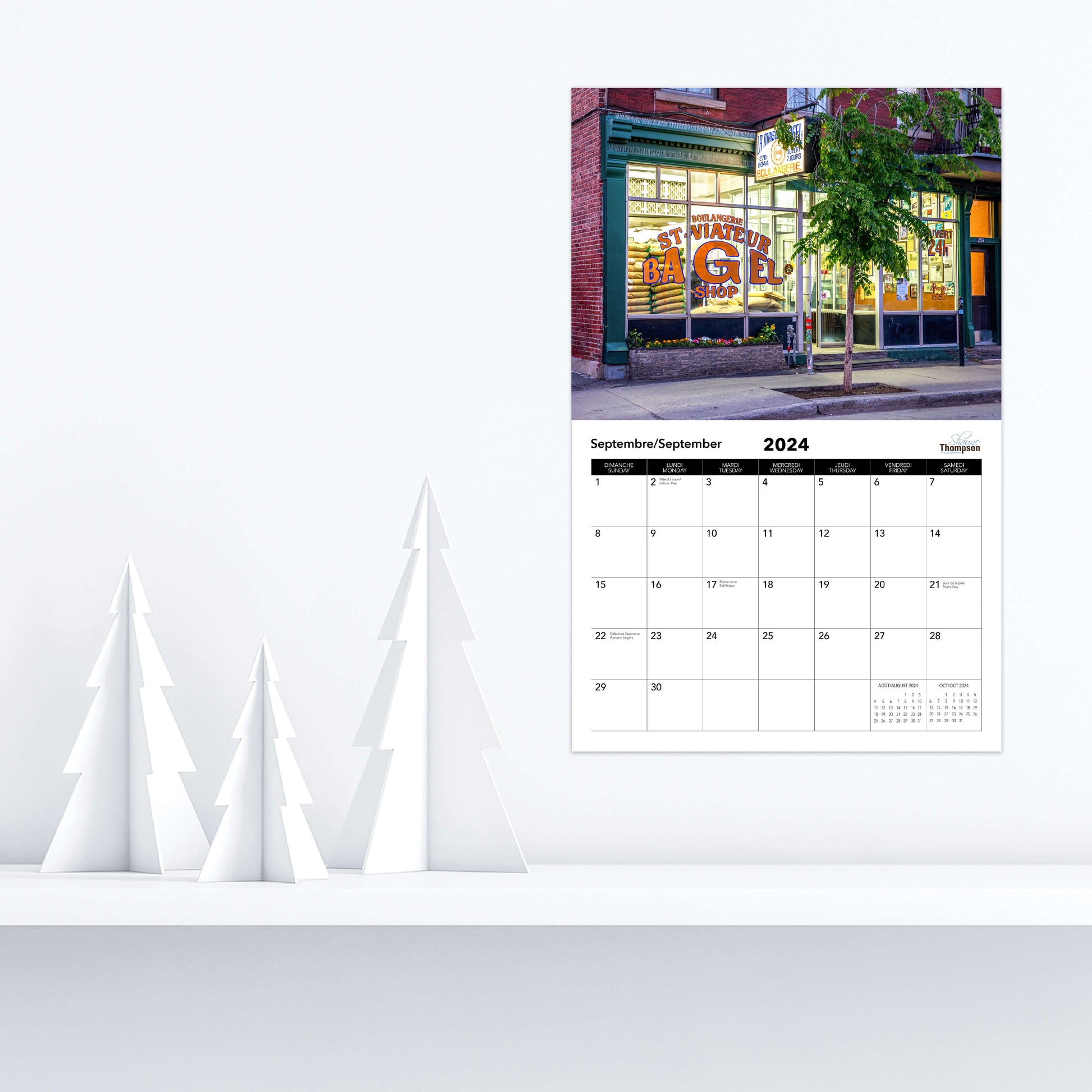 2024 montreal wall calendar, september spread hanging on wall