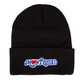 A black tuque with the Montreal Love design embroidered on the front. 
