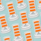Pattern of Montreal-themed traffic cones on a light blue background