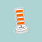Illustration of a Montreal orange cone with orange stripes on a light blue background