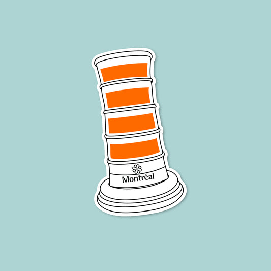 Illustration of a Montreal orange cone with orange stripes on a light blue background