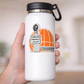 White insulated mug with gibeau orange julep sticker held by a hand against a blurred background