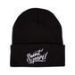 A black tuque with the Saint-Henri design embroidered on the front. 