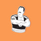 Sticker of a louis cyr with tattoos on an orange background