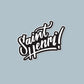 Sticker with 'Saint Henri!' text on a light blue background