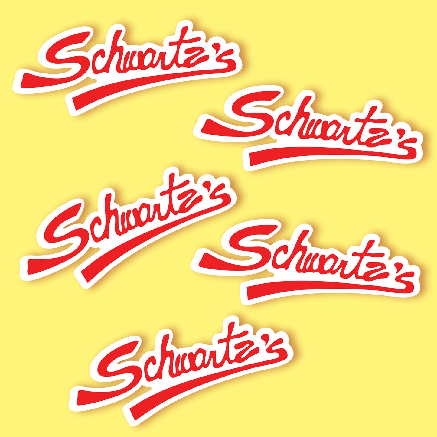 Red 'Schwartz's' logo on a yellow background