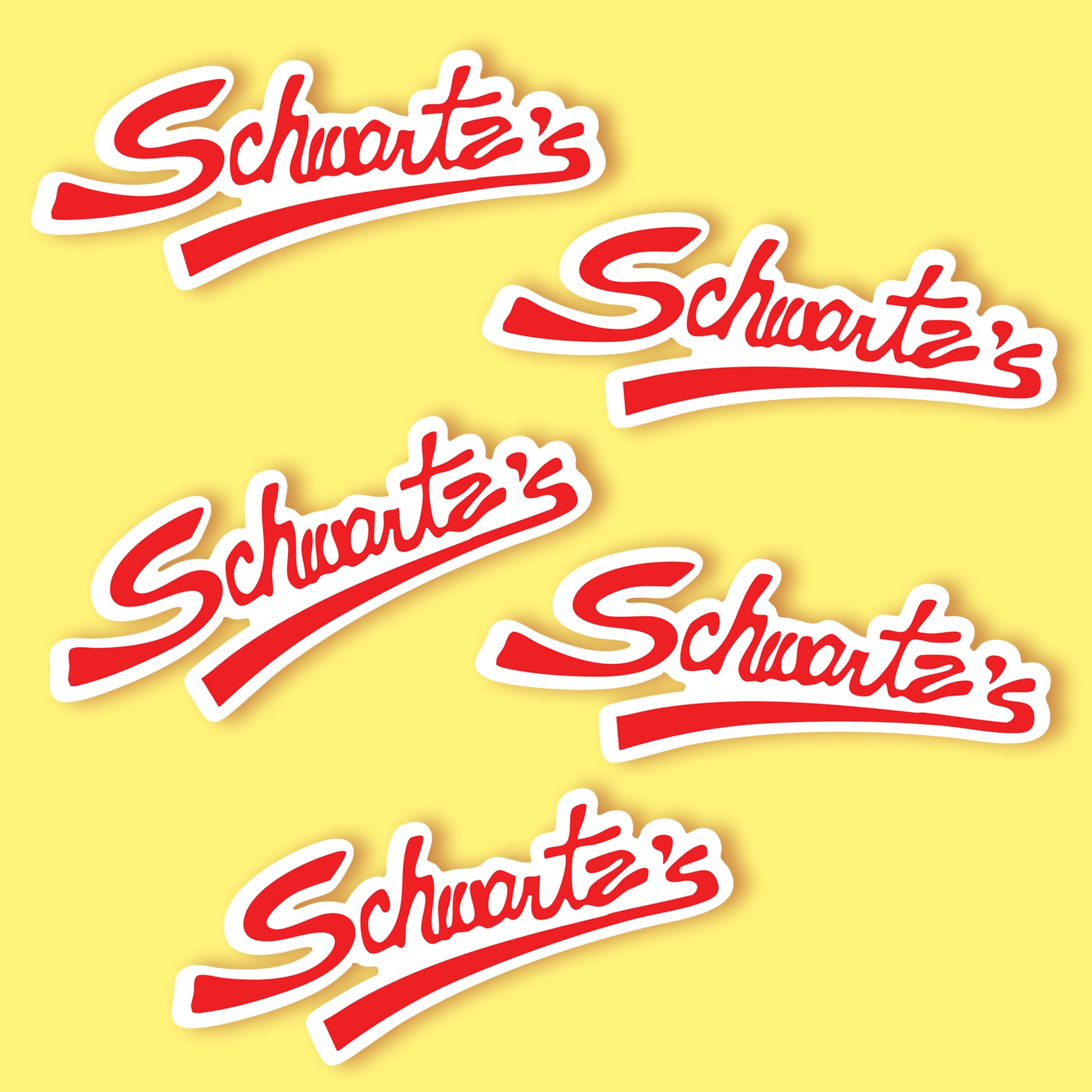 Red 'Schwartz's' logo on a yellow background