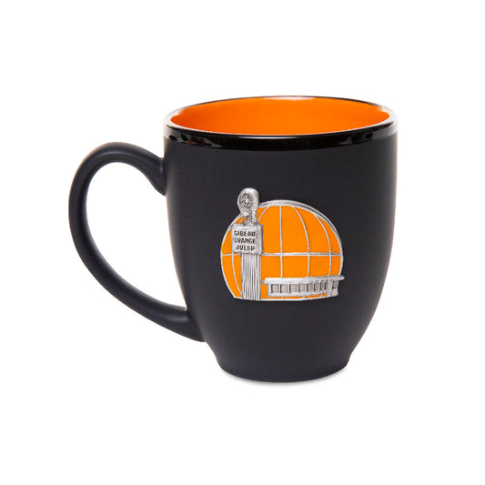 gibeau orange julep, coffee mug, black, ceramic, pewter crest, orange, gift, iconic, montreal, mug, drinkware