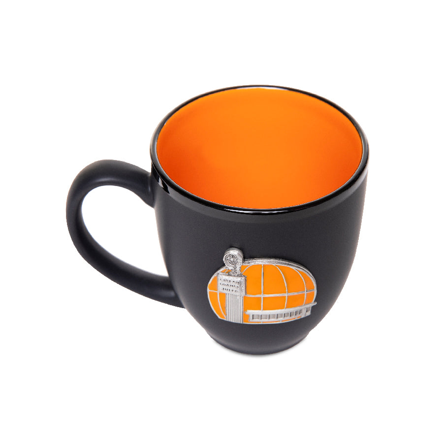 glossy orange, black, ceramic mug, montreal, gibeau orange julep, mug, coffee mug, gift